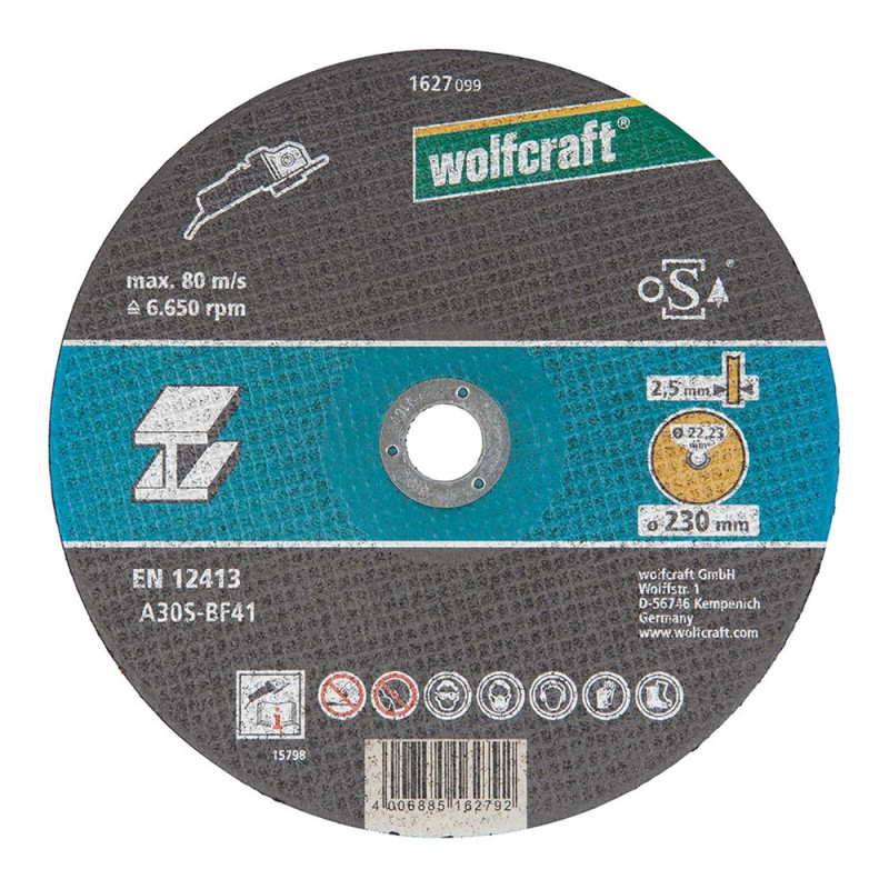 Disco de corte para metal ø230x2,5x22,23mm. 1627099 wolfcraft