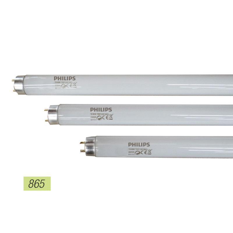 Tubo fluorescente 18w trifosforo 865k modelo: t8 luz fria. philips