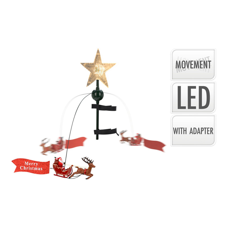 Estrella con led para coronar árbol de navidad con movimiento. 22x8x51cm