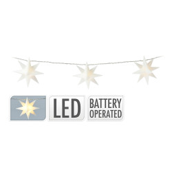 Guirnalda a pilas fija 10 leds estrellas decorativas ø8cm luz blanco calido 1,8m colores / modelos surtidos