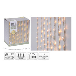 Cortina 320 leds blanco cálido con 5 funciones 1x2m