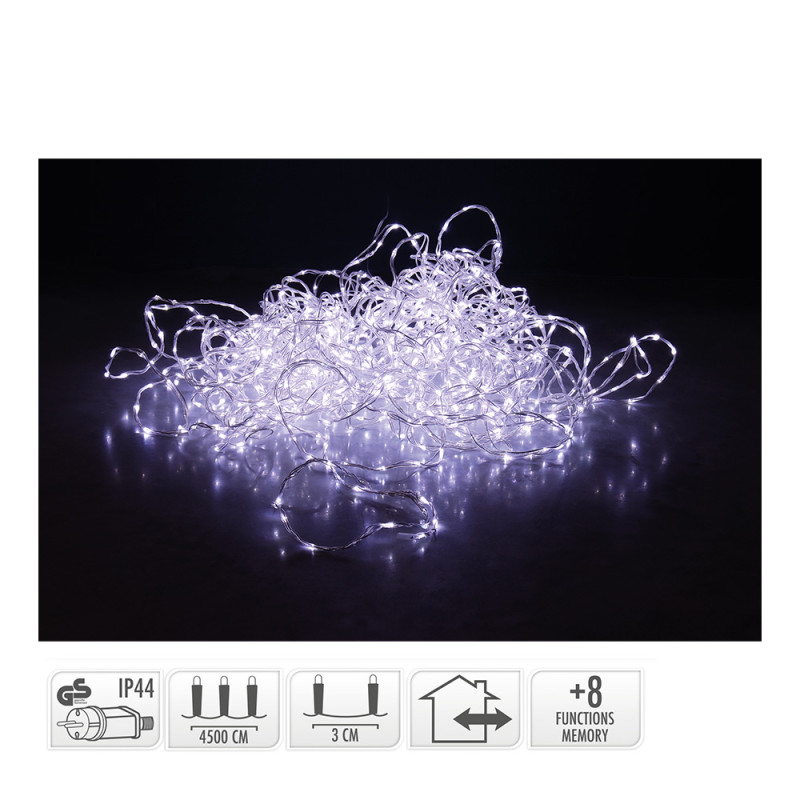 Guirnalda soft wire 1500 leds blanco frio 8 funciones 48m