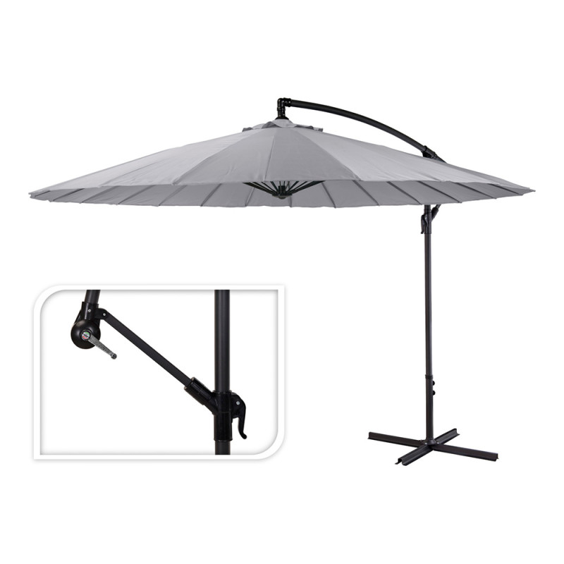 Parasol excéntrico altura maxima 3m ø300cm color: gris claro